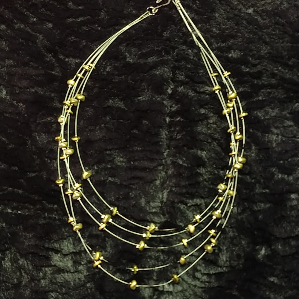 Multi Strand Silver & Gold Toned Necklace